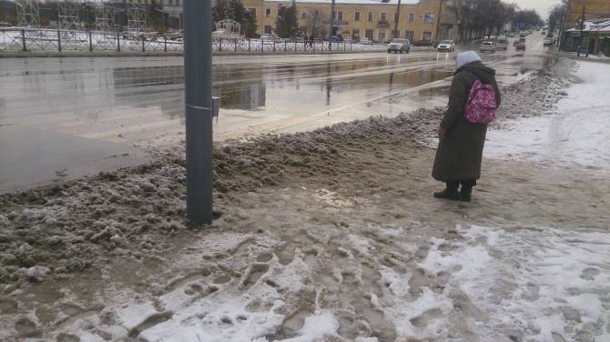 В Брянске пешеходные переходы утонули в грязи и лужах