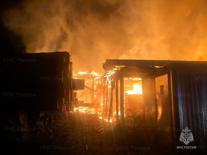 В Фокинском районе Брянска произошёл крупный пожар на пилораме