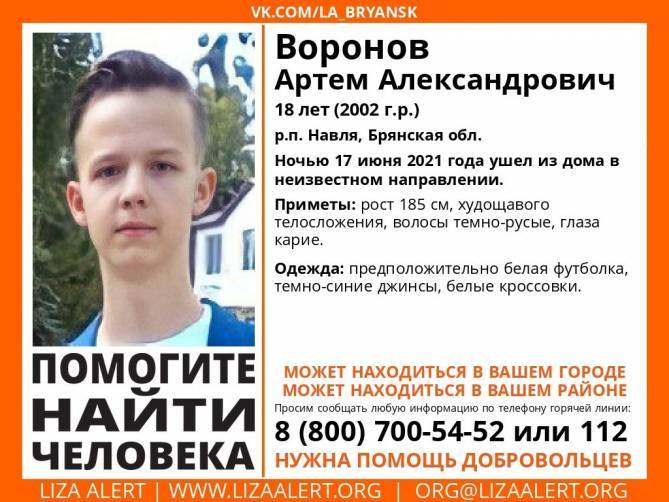 В Брянской области нашли живым 18-летнего Артема Воронова