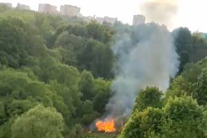 В Брянске произошёл сильный пожар на дне оврага в Верхнем Судке