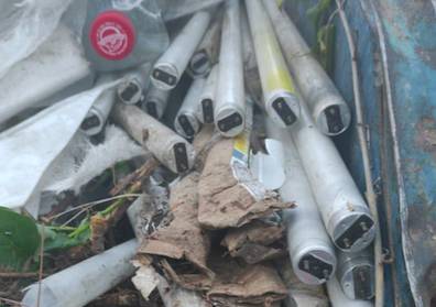 В Брянске в мусорный контейнер выбросили опасные ртутные лампы