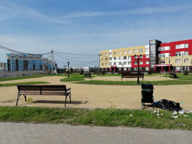 В Брянске новый сквер возле школы №71 начал превращаться в свалку