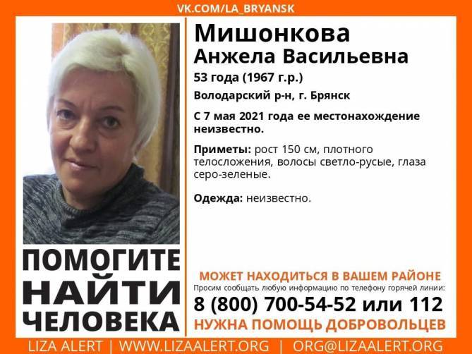 На Брянщине продолжаются поиски пропавшей 53-летней Анжелы Мишонковой