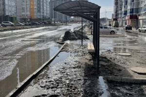 В Брянске многострадальная остановка на Горбатова утонула в грязи