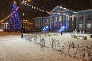 В Брянске возле ДК Горького установили новогоднюю ёлку
