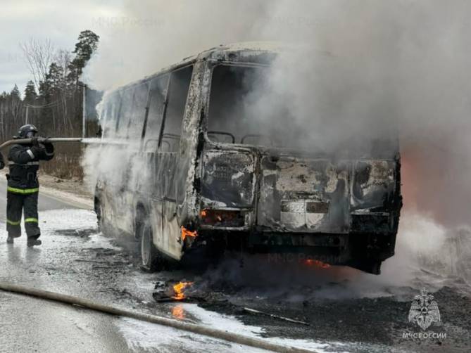 Под Брянском рядом с Партизанской поляной сгорел автобус