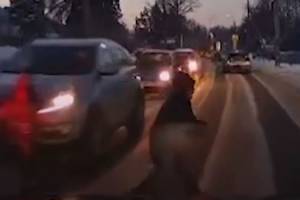 В Брянске сняли на видео аварию с участием 7-летнего школьника