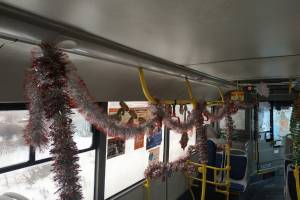В Брянске к Новому году украсили автобус №25