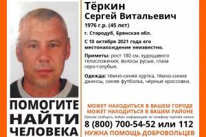 В Стародубе ищут пропавшего 45-летнего Сергея Тёркина