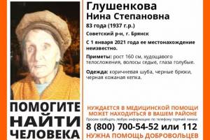 В Брянске нашли живой пропавшую в Новый год 83-летнюю пенсионерку