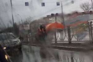 В Брянске устроили мытьё уродливых заборов в дождь