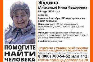В центре Брянска во время прогулки пропала 84-летняя Нина Жудина