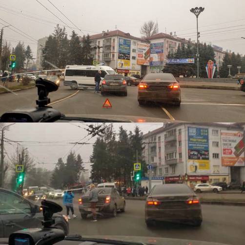 В Брянске на площади Партизан произошло ДТП