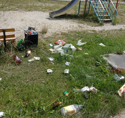 В брянском поселке Шибенец детская площадка утонула в мусоре
