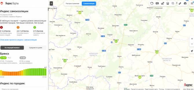 В Брянске резко вырос уровень самоизоляции