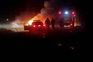 Под Новозыбковом в загоревшейся легковушке пострадал водитель