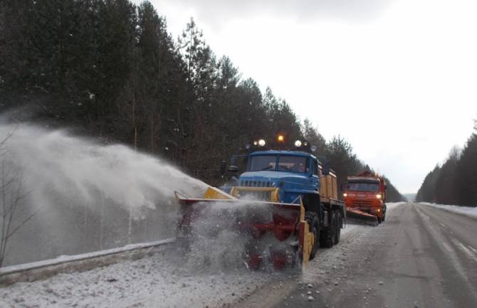 С последствиями снегопада на брянских трассах борются 200 единиц техники