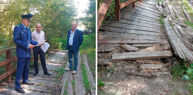 Почепских чиновников заставили отремонтировать убитый деревянный мост через реку Бобровник