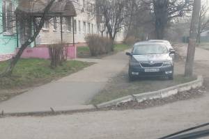 В Брянске на улице Вяземского захватили автохамы захватили газон