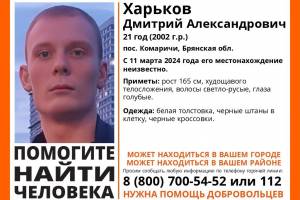 В Брянской области начались поиски без вести пропавшего 21-летнего Дмитрия Харькова