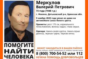 В Брянской области без вести пропал 73-летний Валерий Меркулов