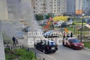 В Брянске на улице Белобережской загорелась легковушка