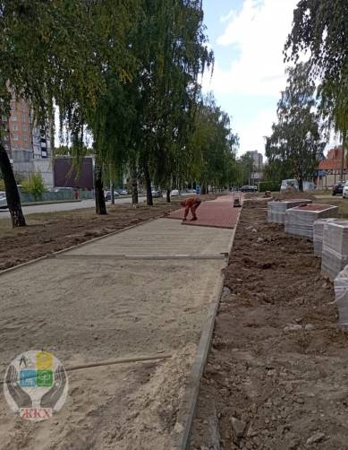 На улице Крахмалёва в Брянске делают тротуары