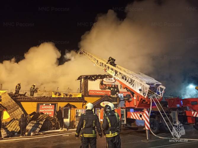 Крупный пожар в брянском посёлке Новые Дарковичи тушили 85 человек