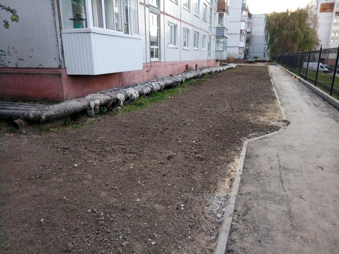 В Брянске впервые строители привели в порядок газон