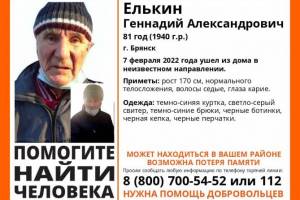 В Брянске нашли пропавшего 81-летнего Геннадия Елькина