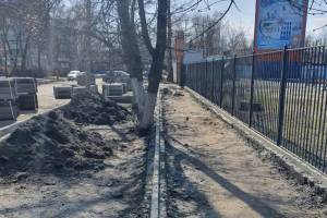 У стадиона Брянских партизан началось строительство тротуаров