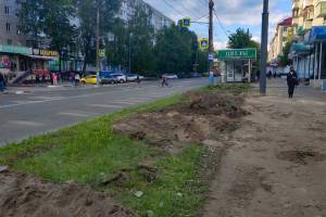 В Брянске заметили вырубку деревьев на улице 3 Интернационала