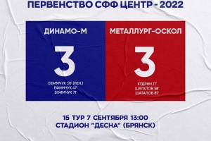 Молодёжка брянского «Динамо» сыграла вничью с «Металлург-Осколом»