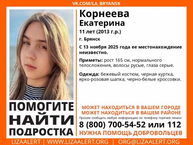 В Брянске пропала 11-летняя девочка