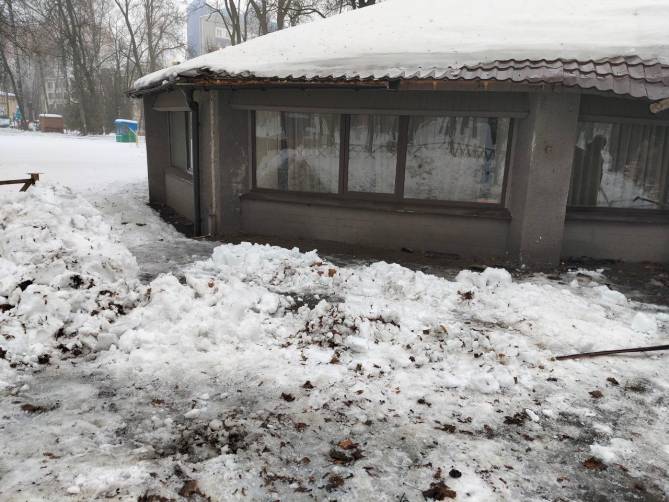 В брянском парке Толстого разобрали рухнувшую крышу веранды кафе
