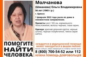 В Брянске ищут пропавшую 56-летнюю Ольгу Молчанову