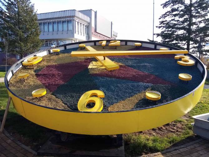 В Брянске на зиму законсервировали цветочные часы