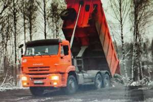 В Брянске водитель КАМАЗ выгрузил кузов мусора в песчаном карьере
