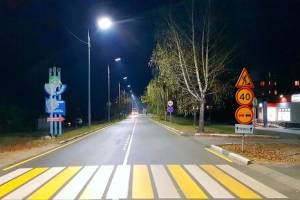 В брянском поселке Белые Берега осветили опасный пешеходный переход