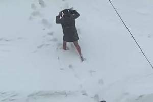 Бегающего в Брянске полуголого мужчину в фуражке сняли на видео в лютый холод