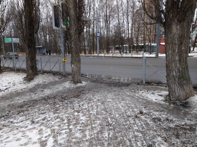 В Брянске на Литейной сфотографировали непроходимый пешеходник