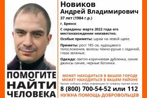 В Брянске начались поиски пропавшего без вести 37-летнего Андрея Новикова