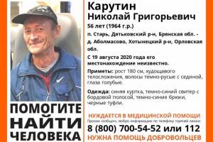 Пропавшего в Брянской области 56-летнего Николая Карутина нашли живым