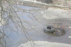 В Брянске на свежеотремонтированной улице Медведева забил фонтан из люка