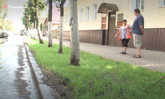 В Брянске возле отдела мэрии вытаптывают новый газон на Фокина