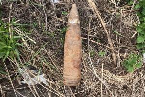 Под Брянском возле поселка Путевка нашли артиллерийский снаряд