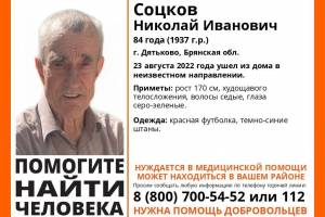В Брянской области пропал 84-летний Николай Соцков