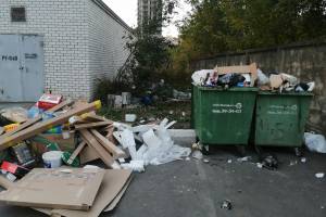 В Брянске рядом с детской площадкой появилась мусорная свалка