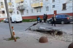 В Брянске на улице Воровского рухнул фонарный столб