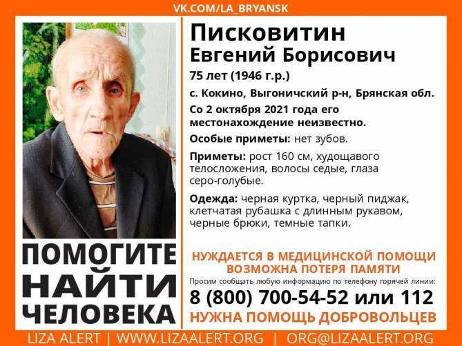 Пропавшего брянского 75-летнего пенсионера нашли мертвым